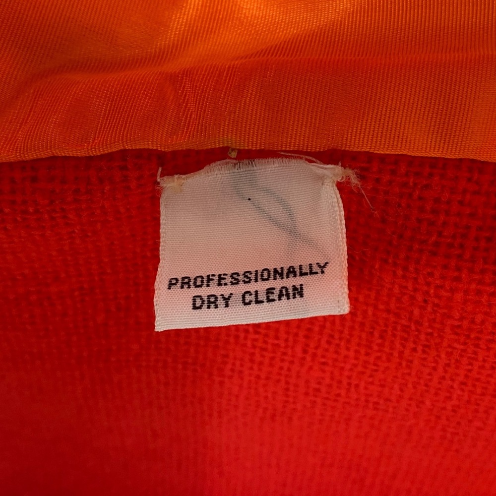 Vintage Wool Blend Coat Bold Orange Double Breasted‎ Retro Silk Lined Medium - Picture 4 of 7